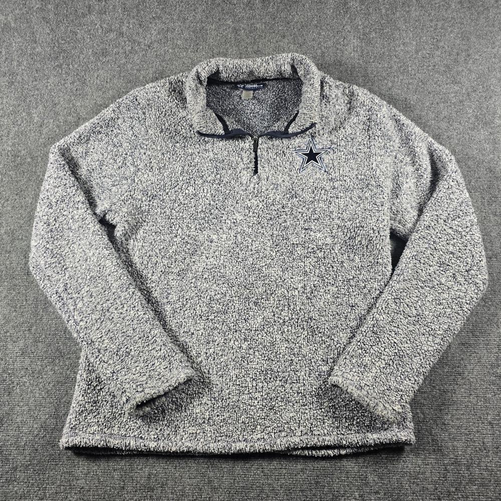 Dallas Cowboys Authentic Sherpa Fleece 1/4 Zip Pullover Gray XL NFL